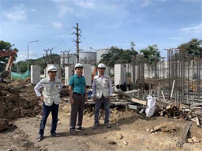 Kiểm tra tình hình thi công công trình tại Nhà máy sản xuất bột mỳ Vimaflour, Khu Công nghiệp Cái Lân,tỉnh Quảng Ninh